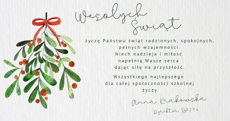Życzenia Dyrektora Szkoły 
